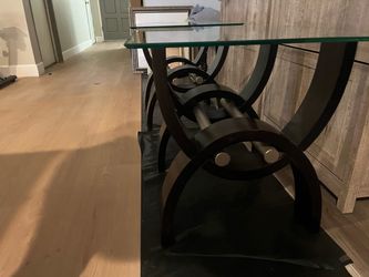 Glass coffee table and 2 side tables