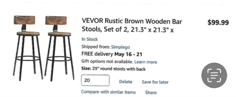Rustic Wooden Bar Stools Set of 2