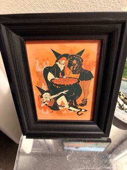 Framed Halloween Witch Art Print