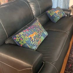 Navy Blue Recliner Chair Leather Set 