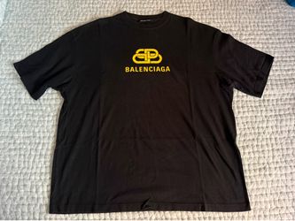 Balenciaga BB Logo Black Yellow Tee T Shirt