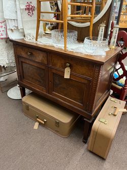Antique Sideboard Buffet Burlwood