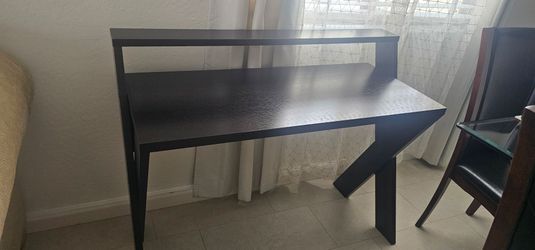 Black Wood Desk with Upper Shelf computers desk
