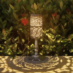 Brand New 2 Pcs,Solar Lights Retro Candlestick Solar Table lamp for Indoor Outdoor Home Antique Table lamp,Solar Powered Lights Garden Yard Art Decor
