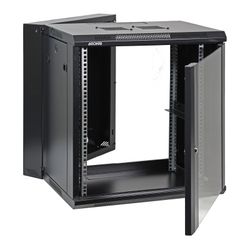 aeons 12U Double Section Hinged Swing Network Cabinet 22" Depth Glass Door