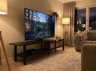 New 80" TV Stand Media Console - Fits TVs up to 90" - Black Wood - ErgoAV