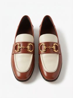 Jeffrey Campbell Two-Tone Leather Horsebit Loafers Brown & Cream - Size [8]