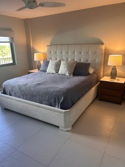 Bedroom set King Upholstered , nightstand, and dresser