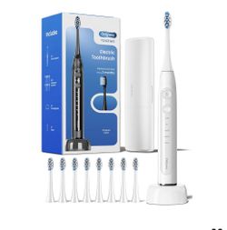 Onlyone Electric Toothbrush for Adults, Rechargeable Electric Toothbrush (White) with 8 Brush Heads