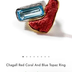 German Kabirski Chagall Red Coral and Blue Topaz