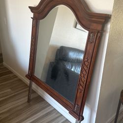 Wood Bed frame With Mirror 