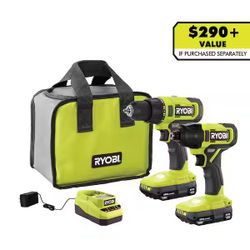 Tools for Sale Ryobi 18V Cordless 2-Tool Combo Kit with Drill/Driver, Impact Driver