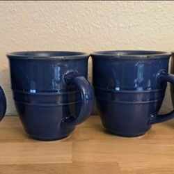 Set of 4 dark blue coffee mugs