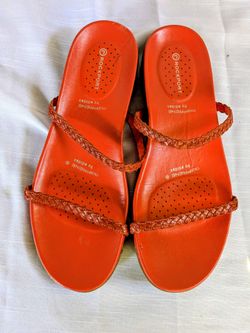 Rockport Orange Strappy Leather Open Toed Size 8.5 W