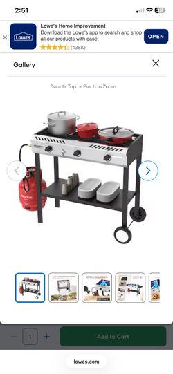 Outdoor Stove 3-Burner 225000 BTU Propane Gas Stove with Auto Ignition Storage Shelf Rolling Wheels and Regulator