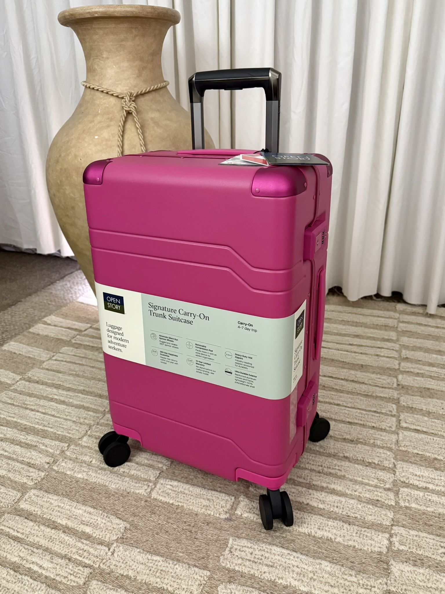 Signature Hardside Trunk Carry on Spinner Suitcase - Open Story