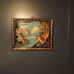 TigerVsDragon Korean lacquer wall plaque made by Sam Poong Industrial Arts Co