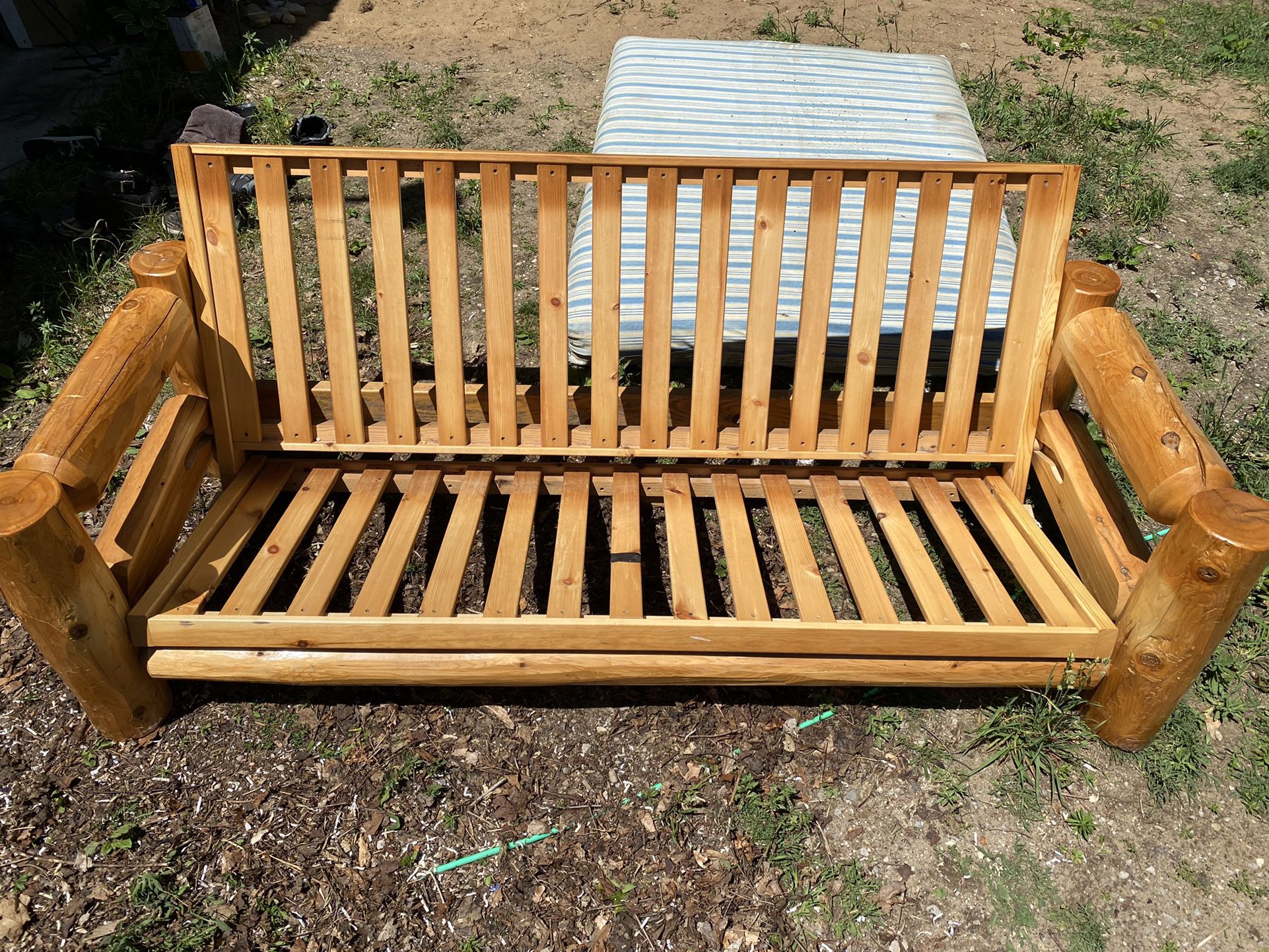 Wooden Pullout Loveseat Futon Frame 
