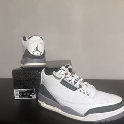 Nike Air Jordan 3 Retro Cement Grey Summit White Sneakers Size 9.5 CT8532-106