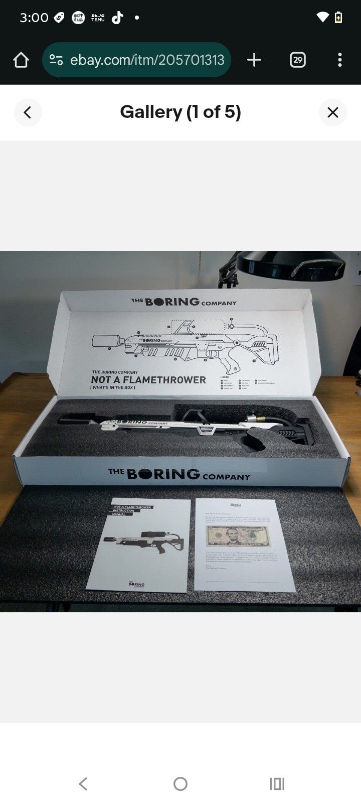 Sold
The Boring Company Not-A-Flamethrower #7518 – BNIB, Never  Used