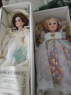 2 Tall Porcelain Dolls Limited Edition Full Size