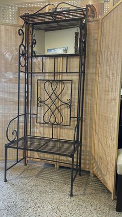 6 Ft 7” H Tall Decorative Hall Bench with Mirror and Top Shelf