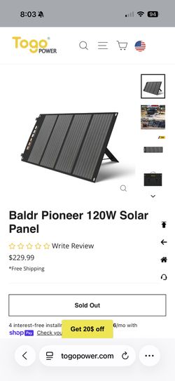 TOGO POWER 120 Watt Portable Solar Panel 