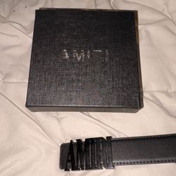 AMIRI Black Leather Belt w/ AMIRI Logo Buckle Size 35–37