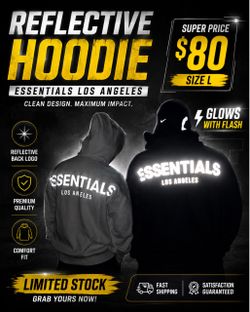 Essentials Los Angeles Reflective Hoodie – Size L