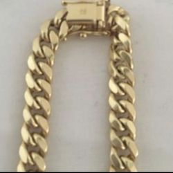 Gold Cuban Link Chain 10k 7mm Semi Solid 24 Inches