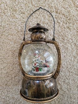 Christmas Snowman Snow Globe Lantern Battery Operated Water Swirling Glitter