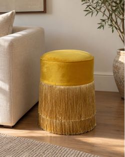 Yellow Velvet Stool