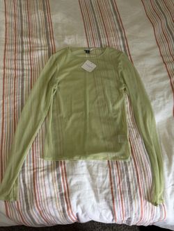 American Eagle Green Mesh Long Sleeve Top
