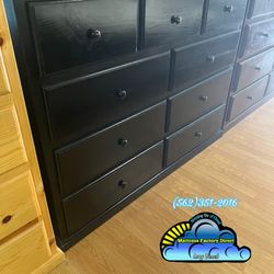 Black Nine Drawer Pinewood Dresser Chest Cajonera Cómoda Nueva 