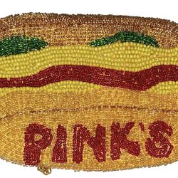 Limited Edition Pink’s Hot Dogs Beaded Crossbody Purse Clutch | *Hard To Find*
