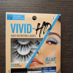 Salon Perfect Vivid-HD 635 Lash (2 Pairs) & Dual Ended 2-IN-1 Liquid Liner + Lash Adhesive, Black/Blue, 0.9oz