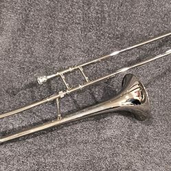 EASTROCK Bb Tenor Slide Trombone, B Flat Brass Plated Trombone Instrument for Beginners Students with Hard Case, with Mouthpiece, White Gloves (12.5mm