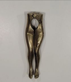 Vtg Brass Risqué Novelty Nutcracker Lady's Legs