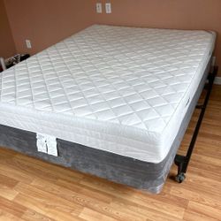 Queen Ikea Hanestad Mattress, Boxspring and Metal Bed Frame 