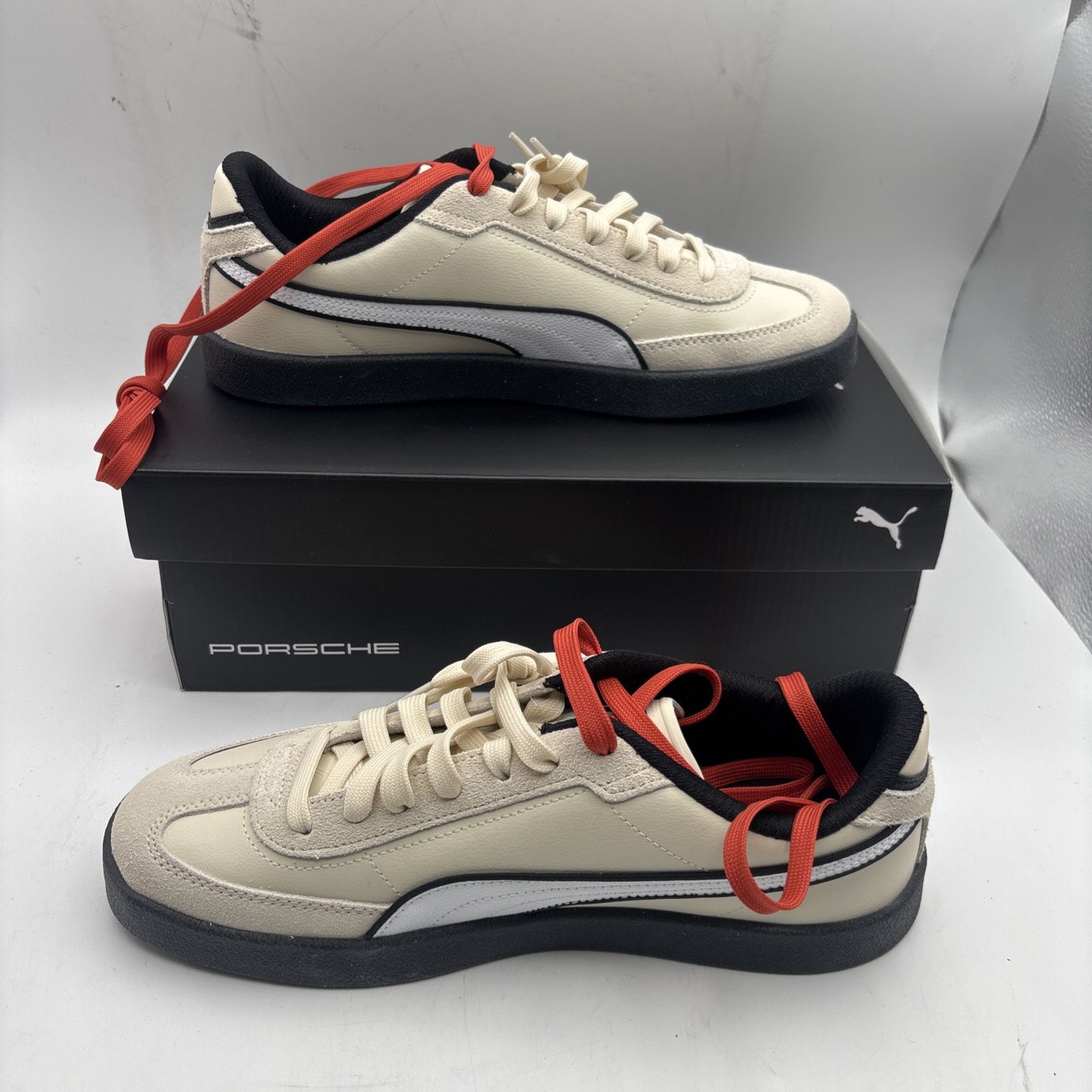 PUMA Porsche Legacy Puma Club II Era Mens Casual Shoes, Cream Beige, Pick Size 9