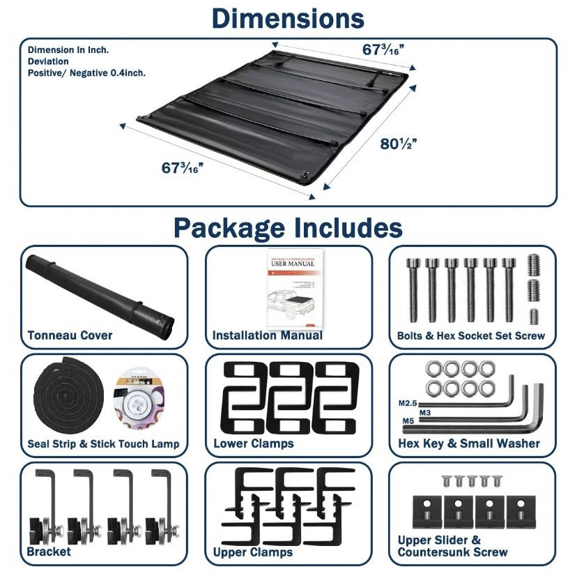 2007-2021 Toyota Tundra 6.5FT Truck Bed Soft Vinyl Roll Up Tonneau Cover