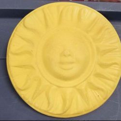 Plaster yellow outdoor sun face yard decor