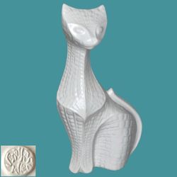 Jonathan Adler Menagerie Cat Sculpture 12" Off-White Ceramic Modern Figurine Art