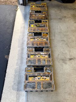 HUGE Contractor Hardware Lot – DeWalt/Stanley Organizers, Screws, Nails, Anchors & Fasteners