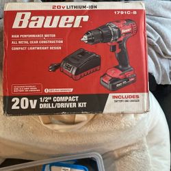 Bauer 20v 1/2”  Drill/ Driver Kit With Battery And Charger 