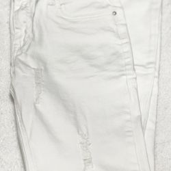 Charlotte Russe Distressed Boyfriend White Stretch Denim Jeans - Size 6 Excellent Preloved Condition Wore Once Like New
