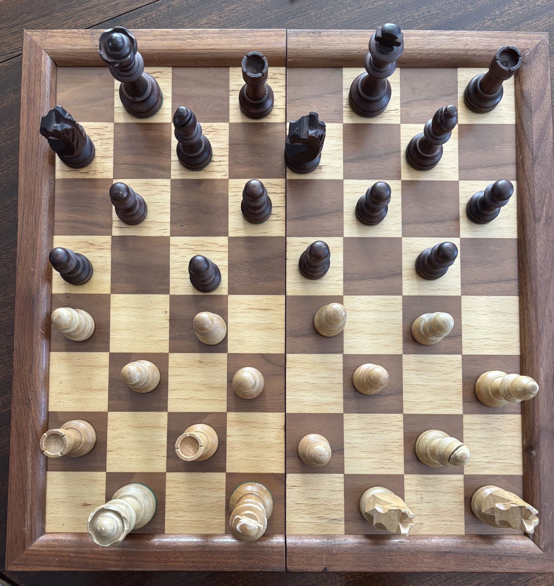 Wooden Chess Set in original box Like New. 17” x  17”