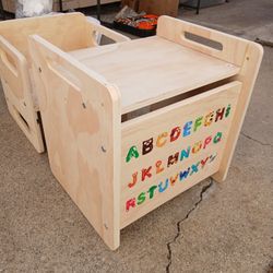 OOOK Montessori Weaning Table and Chair Set, Kids Activity Table and Chair Set with Fence for Read, Play Toys, Snack Time, Step Stool, 1-3 Year Old Ki