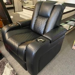 NEW Black Delangelo Power Sofa W/ Drop Down