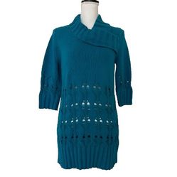 Etcetera Woman’s Blue Knit Cotton Sweater/Cardigan, Sz M